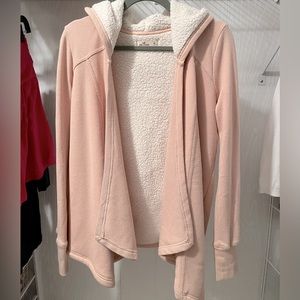 Hollister Long Sleeve Sherpa Lined Hooded Waffle Knit  Cardigan